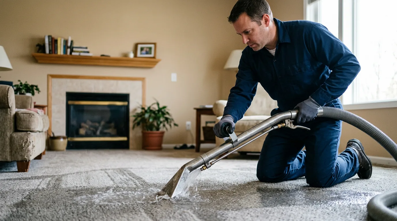 Water damage restoration technician working near Somerville, TX